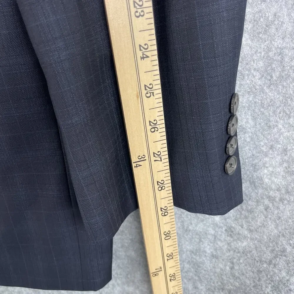 Ted Baker Endurance Blazer Sport Coat Mens‎ 46XL Blue Gray Plaid Wool 2 Button